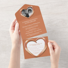 Koperen huwelijksjubileum 7 jaar feest evenement all in one uitnodiging