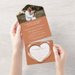 Koperen huwelijksjubileum 7 jaar feest foto all in one uitnodiging