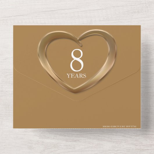 Koperen huwelijksjubileum 8 jaar feest evenement a all in one uitnodiging (Achterkant)