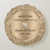 Koperen Huwelijksverjaardag Diamanten Rond Kussen (Achterkant)