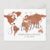 Koperen kaart Bestemming Bruiloft Bewaar de datum (Voorkant)