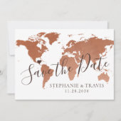 Koperen kaart Bestemming Bruiloft Save the Date Ka (Voorkant)