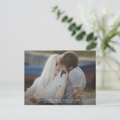 Koperen Kalligrafie Overlay Foto Sla de datum op Briefkaart (Staand voorkant)