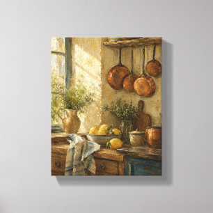 Koperen Keuken Rustieke Stilleven Canvas Pr Afdruk