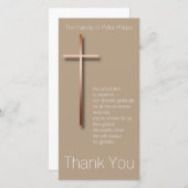 Koperen kruis rouwkaarten bedankje kies kleur 2 bedankkaart (Voorkant / Achterkant)