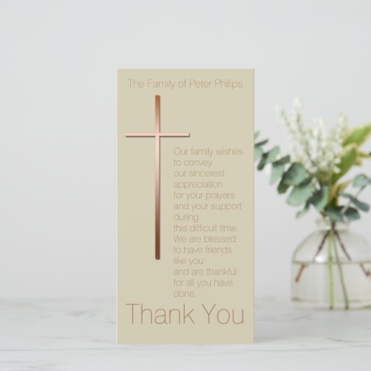 Koperen Kruis Sympathie Bedankt Kies Kleur (Staand voorkant)