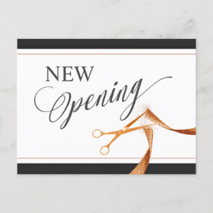 Koperen lint en schaar NIEUWE Openingsuitnodiging Uitnodiging Briefkaart