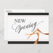 Koperen lint en schaar NIEUWE Openingsuitnodiging Uitnodiging Briefkaart (Voorkant / Achterkant)