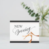Koperen lint en schaar NIEUWE Openingsuitnodiging Uitnodiging Briefkaart (Staand voorkant)