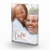 Koperen Love Calligraphy Script Overlay Fotoblokken (Rechts)