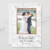 Koperen Marmeren Foto Bruiloft Aankondiging Ontvan (Voorkant)