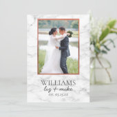 Koperen Marmeren Foto Bruiloft Aankondiging Ontvan (Staand voorkant)