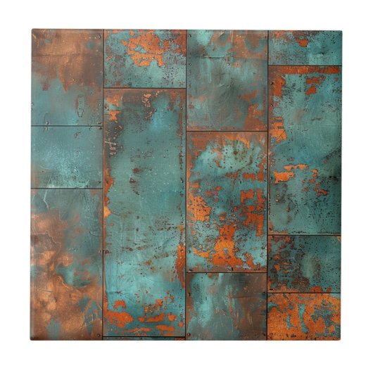 Koperen Patina met Afwerking Tegeltje (Voorkant)
