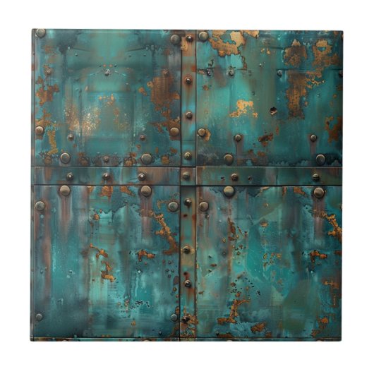 Koperen Patina met Afwerking Tegeltje (Voorkant)