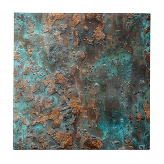 Koperen Patina met Afwerking  Tegeltje (Voorkant)