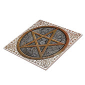 Koperen Pentacle Coin & Keltische Knoop Grensplein Tegeltje (Zijkant)