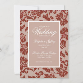 Koperen roest damast trouwuitnodiging kaart