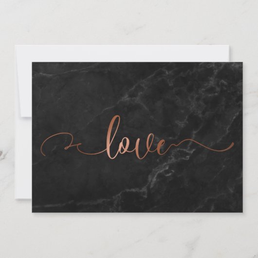 Koperen Script & Black Marble Bruiloft Bewaar de d Save The Date (Achterkant)