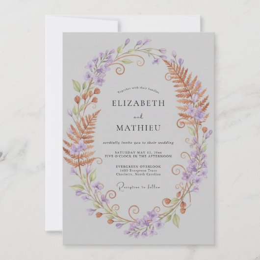 Koperen Sering Wreath Bruiloft Kaart (Voorkant)