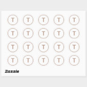 Koperen Simpele Moderne Monogram Kerstmis Envelop Ronde Sticker (Vel)