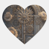 Koperen Steampunk Unieke bruiloft Hart Sticker (Voorkant)