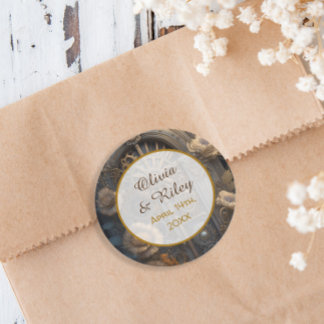 Koperen Steampunk Unieke bruiloft Ronde Sticker