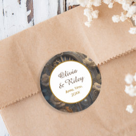 Koperen Steampunk Unieke bruiloft Ronde Sticker