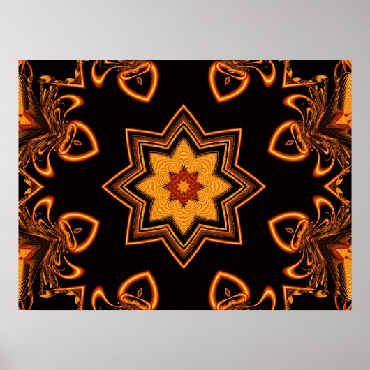 Koperen Ster Kaleidoscoop Poster (Voorkant)