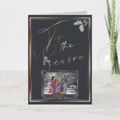 Koperen Stofblauw 'Tis het Seizoen Jouw Fotokaart Kaart (Voorkant)