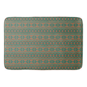 Koperen Teal Geometrisch Patroon Groot Zuidwesten Badmat