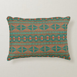 Koperen Teal Geometrisch Patroon uit het Zuidweste Accent Kussen
