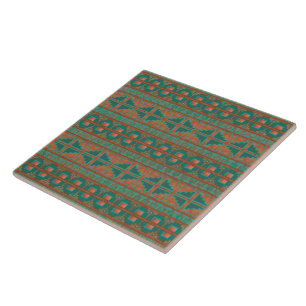 Koperen Teal Geometrisch Patroon uit het Zuidweste Tegeltje