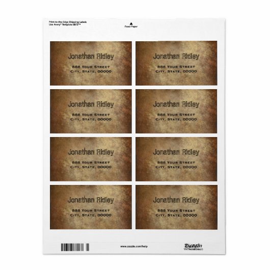 Koperen textuur afbeelding Verzendlabels Etiket (Full Sheet)