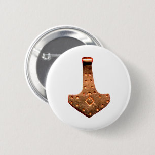 Koperen Thor's Hamer witte ronde knop Button 5,7 Cm