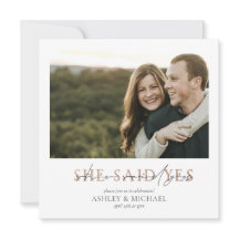 KOPEREN TYPOGRAFIE Ze zei Ja Vierkant Verloving