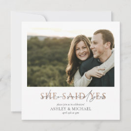 KOPEREN TYPOGRAFIE Ze zei Ja Vierkant Verloving Kaart