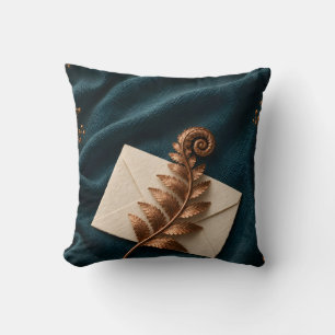 Koperen Varensletter Donker Teal Botanische Stille Kussen