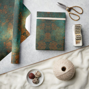 Koperen Vintage Ephemera met een Bekraste Patina Cadeaupapier