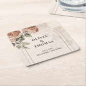 koperen waterverf rozen salie bruine tinten kartonnen onderzetters (Schuin)