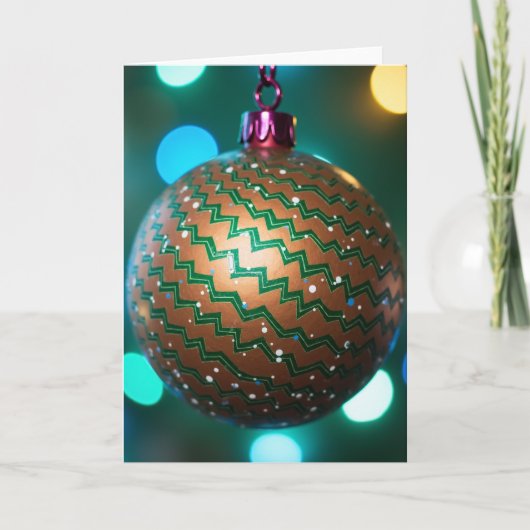 Koperen Zigzag Kerst Ornament Kaart (Voorkant)