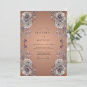 Koperen Zilveren Ranunculus Eucalyptus Bruiloft Kaart (Staand voorkant)