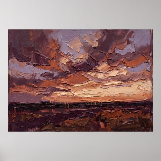 Koperen Zonsondergang Prairie Landschap Poster (Voorkant)