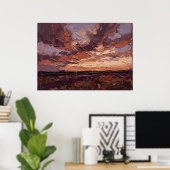 Koperen Zonsondergang Prairie Landschap Poster (Thuiskantoor)