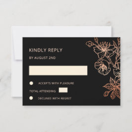 Koperen Zwarte Huwelijk RSVP Kaartje