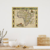 Kopergegraveerde Kaart van Continentaal Afrika in Poster (Keuken)