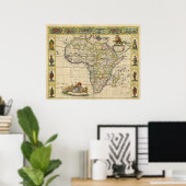Kopergegraveerde Kaart van Continentaal Afrika in Poster (Thuiskantoor)