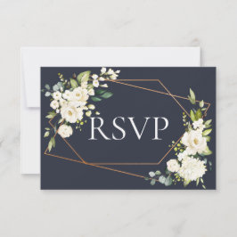 Kopergeometrisch blauw RSVP Kaartje