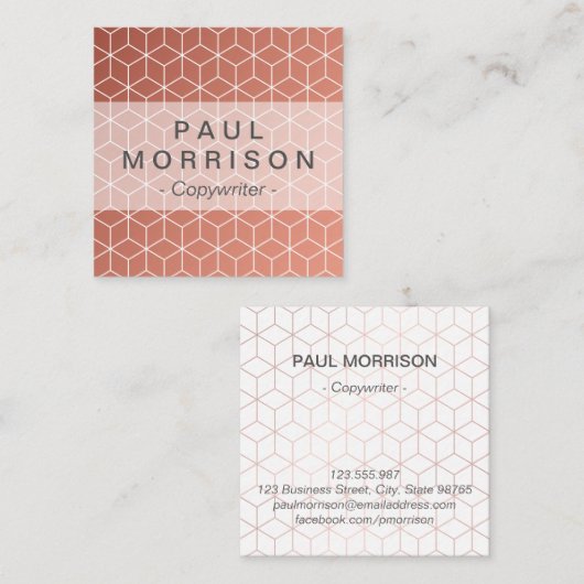 Kopergeometrisch vierkant visitekaartje (Voorkant / Achterkant)