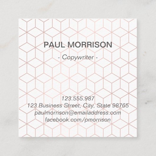 Kopergeometrisch vierkant visitekaartje (Achterkant)