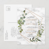Kopergeometrische groene marmer Briefkaart bruilof (Voorkant / Achterkant)